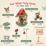 Magical Mushroom Fairy Garden Set — Solar Fairy House with 20+ Pieces