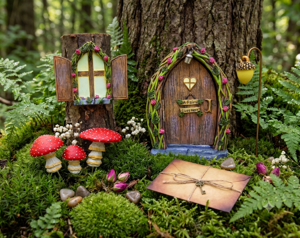 Fairy Door & Glow Mushroom Garden Bundle